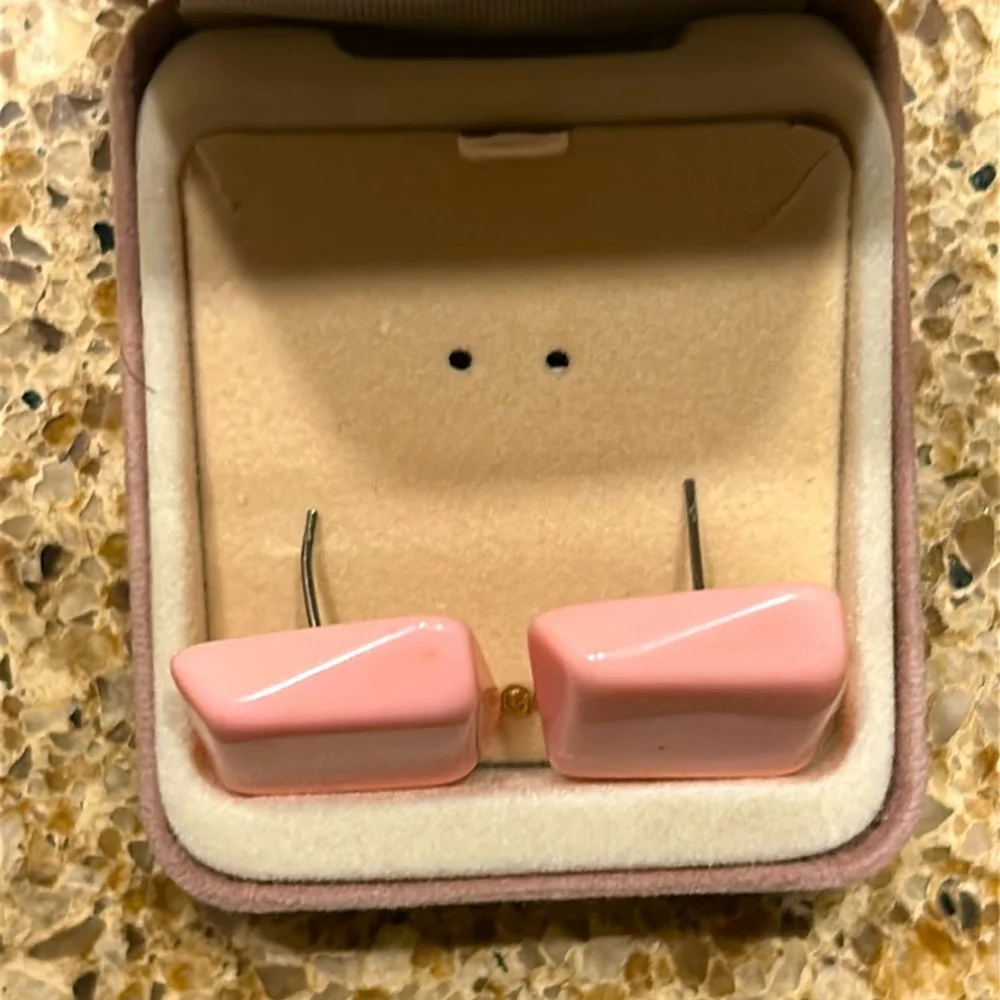 Vintage 1985 Pretty in Pink Chicklit Square Earrings Pierced EUVC